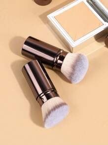 MAANGE 2 件装专业面部伸缩刷化妆刷腮红刷粉底刷散粉刷合成毛超柔软粉底刷适用于液体化妆品歌舞伎粉底刷在家或外出时使用 - 咖啡棕 - 查看 5