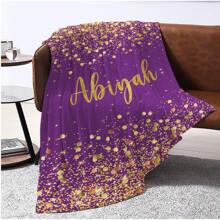 1入組個性化閃亮定制法蘭絨毛毯，字母定制您的名字法蘭絨毯，柔軟暖和的記憶紀念毛毯，是同學、朋友、家人和愛人的絕佳假日禮物，適用於午睡、露營和旅行 - 彩色 - 查看 6