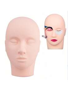 BUCICE 睫毛模特头，专业化妆彩妆睫毛延长练习训练头柔软触感人体模型美容模特娃娃脸头 - 彩色 - 查看 2
