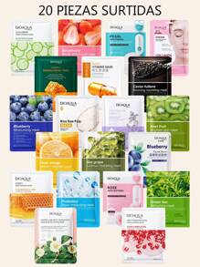 20 Mascarillas Faciales Para El Rostro Coreanas De Tela Hidratantes Surtidas - Multicolor - Ver 1
