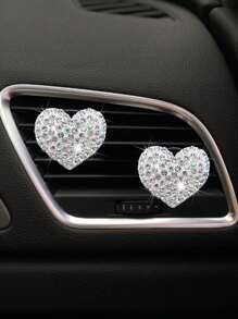 1pc/2pcs/4pcs Home Indoor Deodorizing Aromatherapy Solid Air Freshener, Creative Aromatherapy Ornament For Bathroom, Toilet, Car Air Outlet With Solid Fragrance Flower & Heart Decorated With Rhinestones Aromatherapy Valentine Day Valentines Supplies