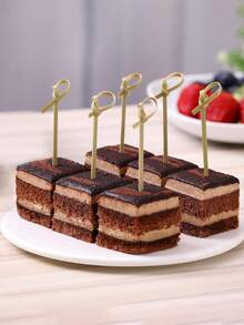 50 件装鸡尾酒签开胃牙签、天然竹结串、迷你食物棒、花式饮料牙签、水果牙签、木炭、鸡尾酒装饰配件、派对用品 - 棕色 - 查看 6