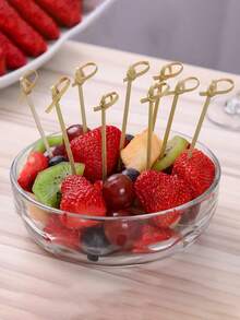 50 件装鸡尾酒签开胃牙签、天然竹结串、迷你食物棒、花式饮料牙签、水果牙签、木炭、鸡尾酒装饰配件、派对用品 - 棕色 - 查看 2