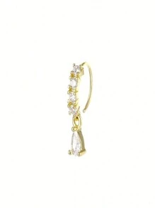 Kẹp mũi đính đá Rhinestone thanh lịch mới, nhẫn mũi có thể điều chỉnh với mặt dây chuyền bằng đồng hình giọt nước treo, phụ kiện trang sức kiểu xỏ khuyên - vòng mũi - Xem 6
