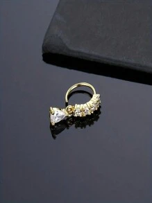 Kẹp mũi đính đá Rhinestone thanh lịch mới, nhẫn mũi có thể điều chỉnh với mặt dây chuyền bằng đồng hình giọt nước treo, phụ kiện trang sức kiểu xỏ khuyên - vòng mũi - Xem 5