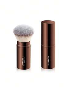 MAANGE 1 pièce Pinceau de maquillage professionnel à tête ronde rétractable, pinceau à joues, pinceau fond de teint, pinceau pour poudre libre. Poils synthétiques ultra-doux. Pinceau Kabuki pour maquillage liquide, idéal à la maison ou en déplacement.