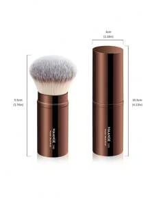 MAANGE 1 pièce Pinceau de maquillage professionnel à tête ronde rétractable, pinceau à joues, pinceau fond de teint, pinceau pour poudre libre. Poils synthétiques ultra-doux. Pinceau Kabuki pour maquillage liquide, idéal à la maison ou en déplacement.