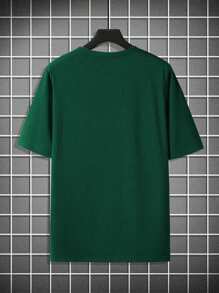 Camiseta holgada de manga corta con estampado de letras y números para hombre, imprescindible para el verano. - Verde - Ver 3