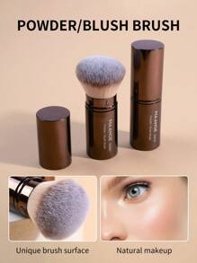 MAANGE 1 pièce Pinceau de maquillage professionnel à tête ronde rétractable, pinceau à joues, pinceau fond de teint, pinceau pour poudre libre. Poils synthétiques ultra-doux. Pinceau Kabuki pour maquillage liquide, idéal à la maison ou en déplacement.