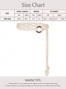 Plus Size Woven Belt, Women's Bohemian Style Woven Belt, Vintage Wax Rope Handmade Wooden Ring Hollow Woven Belt, Black, Camel, Khaki Woven Belt, Suitable For Outdoor Dresses - Multicolor - View 16