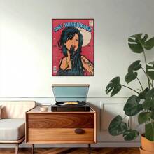 1pc Unframed, Retro Comic Book Style Illustration Poster, Amy Winehouse, Black Legendary Singer Portrait Canvas Prints, Modern Canvas Wall Art, Artwork Wall Painting For Gift, For Bedroom, Living Room, Wall Decor, Home And Dormitory Decoration - Multi-color - View 5