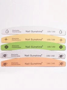 5pcs Crescent-Shaped Shaped Nail File, Double-Sided Nail Buffer, Nail Care Tools - Multicolor - View 7