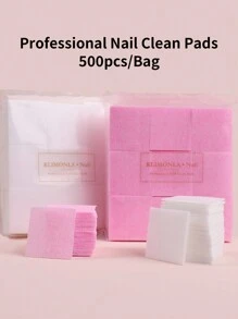 klimonla 500pcs/Bag Disposable Non-Woven Nail Cleansing Pads, Nail Polish Remover Wipes, Thick And Non-Falling Cleaning Cloths For Manicure, Wet And Dry Use Nails Nails Supplies Nail Stuff - Multicolor - View 1