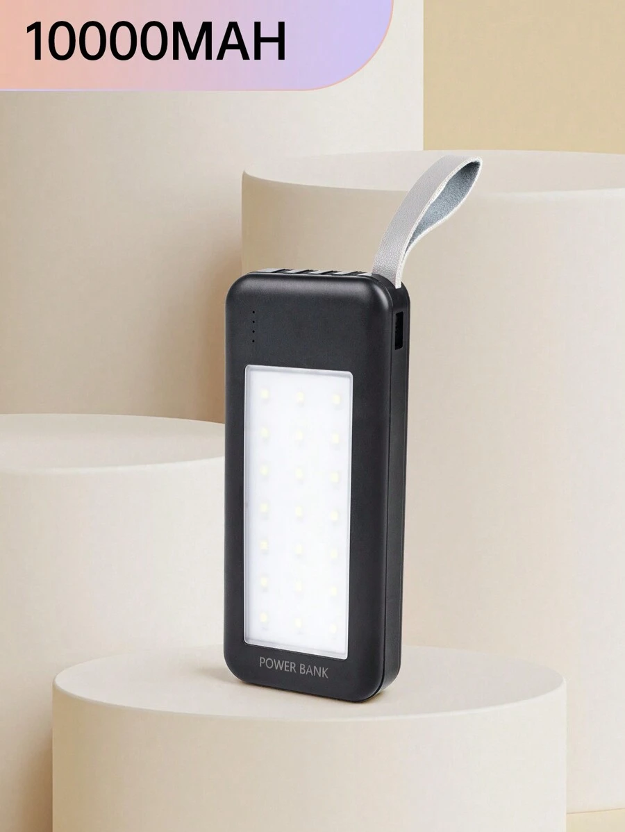 1 Pc 10000/20000/30000mAh 22.5W Combined Capacity Portable Power Bank With LED Strong Light, Built-In Charging Cable, Compatible With Type-C/Lightning/Micro Charging Outputs