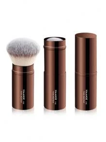 MAANGE 1 pièce Pinceau de maquillage professionnel à tête ronde rétractable, pinceau à joues, pinceau fond de teint, pinceau pour poudre libre. Poils synthétiques ultra-doux. Pinceau Kabuki pour maquillage liquide, idéal à la maison ou en déplacement.