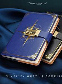 1 Sổ Tay Họa Tiết La Bàn, A5 Vintage Khóa Mật Khẩu Sổ Tay Nhật Bản Và Hàn Quốc Sinh Viên Đơn Giản Viết Nhật Ký Sáng Tạo - Nhiều màu - Xem 13