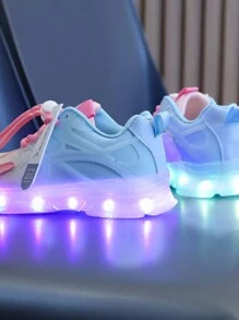 GUANGLAN USB充電式LED光鞋閃光兒童鞋，小童大童男女鬼冬日常運動鞋，春秋皮革鞋帶鞋燈，街舞鞋嬰兒鞋夜跑燈