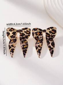 1 对动物豹纹蝴蝶结耳环情人节、妈妈、母亲、母亲节、礼物 - 彩色 - 查看 4