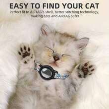 AirTag貓項圈，帶蘋果AirTag支架的貓項圈，帶鈴鐺的AirTag貓項圈，適用於女孩，男孩貓，小貓和小狗 - 彩色 - 查看 6