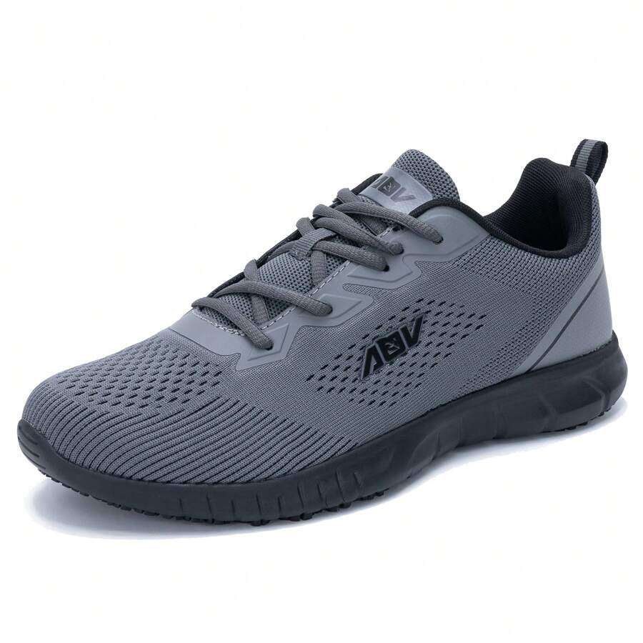 AOV Mens Walking Shoes With Arch Support All Day Standing Service Shoes Non Slip Work Tennis Sneakers - Xám - Xem 1