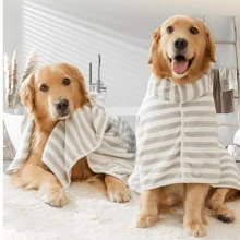 1pc Thickened Absorbent And Quick-Drying Dog Bathrobe, Golden Retriever Labrador Shepherd Bath Towel, Cat Blanket - Grey - View 2
