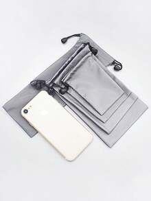 1/2/3 Túi Bảo Quản Mềm Màu Trơn Cho Sạc Dự Phòng USB Bộ Sạc Túi Mềm Dành Cho Pin Ngoài Powerbank Gậy Chụp Hình Di Động Tai Nghe Ngân Hàng Điện Túi Lưu Trữ Ổ Cứng USB Để Đi Du Lịch Đi Ra Ngoài - Màu xám đen - Xem 6