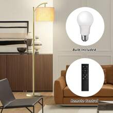 Arched Floor Lamp With Remote Control And Bulb Included - 金色 - 查看 5