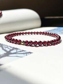 1 pieza Pulsera de Granate con pequeñas partículas de piedra natural de moda adecuada para mujeres vestir - 4-5 mm/0,16-0,19 pulgadas - Ver 12