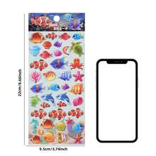 4 件混合卡通海洋世界动物卡哇伊彩色 3D 泡泡贴纸剪贴簿 DIY 日记文具贴纸可爱装饰艺术用品 - 彩色 - 查看 3
