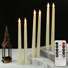 6Pcs, Flameless Candle Lights, LED Long Pole Candle Lights, Suitable For Halloween Christmas Valentine's Day Decoration (Batteries Not Included)
