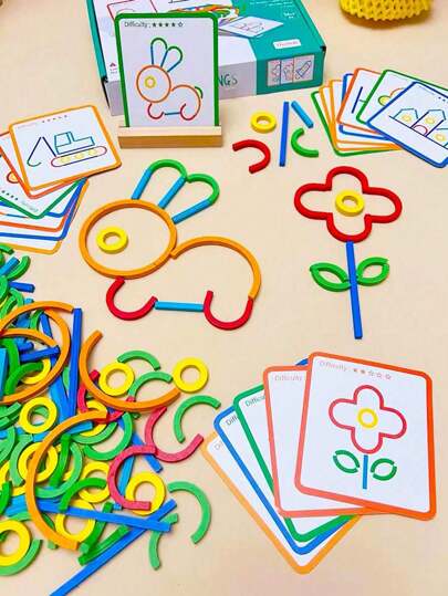 1 Set de Rompecabezas de Anillos de Madera, Juguete Educativo Creativo para Niños Preescolares, Decoración de Habitación, Regalos de Invierno, Bloques de Color