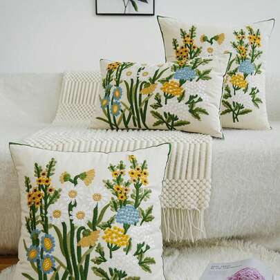 1 Vỏ gối thêu tinh tế công viên hoa, không bao gồm gối chèn, có nhiều kích cỡ và kiểu dáng phòng