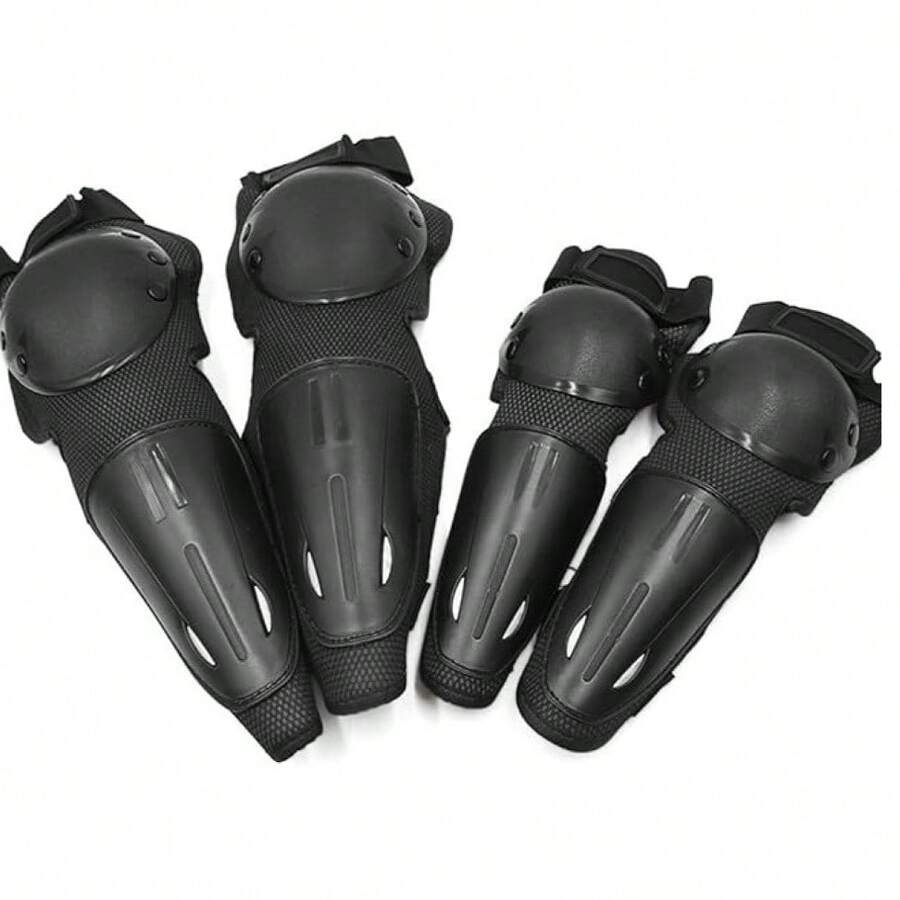Rodilleras Y Coderas Protectoras Articuladas para Motocicleta, Bicicleta, Protectores para Motociclista Bicicleta, Protección de Rodilla ​ Motociclismo, Rodilleras para Motocross Carreras, Ciclismo. - Negro 3 - Ver 1