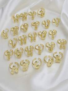1件時尚鍍銅18K金光澤氣泡氣球可愛A-Z 26個英文字母戒指，適合女士日常佩戴字母戒指