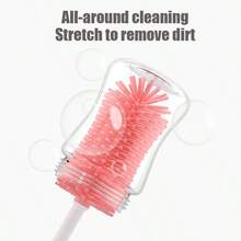 1pc Silicone Cleaning Brush, Bottle Nipple Cup Cleaning Brush, 360 Degree Rotating Bottle Cup Cleaning Brush, Long Handle No Dead Angle Cleaning, Nipple Cleaning Brush
