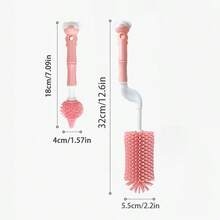 1pc Silicone Cleaning Brush, Bottle Nipple Cup Cleaning Brush, 360 Degree Rotating Bottle Cup Cleaning Brush, Long Handle No Dead Angle Cleaning, Nipple Cleaning Brush