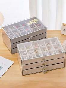 1pc 3 Layers 18 Grids Drawer Type Storage Box, Simple Large Capacity Transparent Plastic Multi-Grid Jewelry Box, Gender Reveal Party, Perfect For Birthdays, Weddings, Parties, The Perfect Gift For Colleagues, Friends, And Family, Back To School