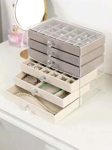 1pc 3 Layers 18 Grids Drawer Type Storage Box, Simple Large Capacity Transparent Plastic Multi-Grid Jewelry Box, Gender Reveal Party, Perfect For Birthdays, Weddings, Parties, The Perfect Gift For Colleagues, Friends, And Family, Back To School