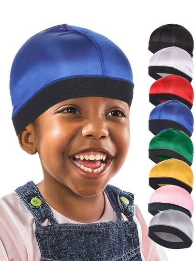 1pc Children's Turban, Wave Cap Style Breathable Skull Cap, Casual And Comfortable Headscarf Hat