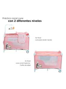 Corral para Bebe con Cambiador D'Bebe con Movil,Altura Ajustable - Rosa - Ver 6