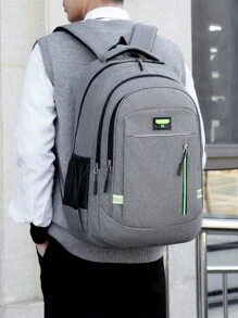 Mochila Estudiantil de Gran Capacidad Estilo Universitario para Mujeres, Adecuada para Escuela Secundaria, Preparatoria, Universidad - Gris - Ver 3