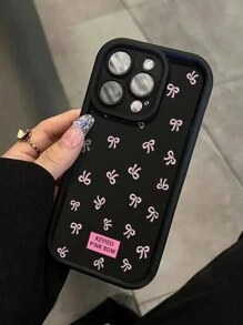 1 件粉色蝴蝶结彩绘手机壳（防震）适用于苹果手机 - 彩色 - 查看 2