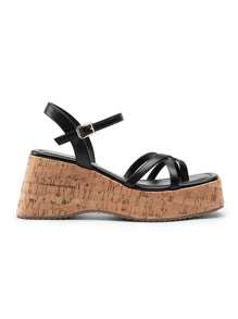 Women's Wedge Sandals Comfortable Fashion Ankle Strap Buckle Cork Sole Holiday Casual Daily For Summer Shoes - màu đen - Xem 6