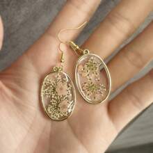 Bông Tai Phong Cách Bohemian Thủ Công, 1 Đôi, Hoa Khô Tòn Ten, Phụ Kiện Trang Sức Hoa Tự Nhiên Cho Nữ, Trang Sức Phong Cách Kỳ Nghỉ - bông tai - Xem 15