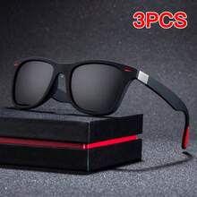 1/3入組復古經典時尚眼鏡女士偏光眼鏡防丟失運動時尚眼鏡男士司機風格釣魚眼鏡 - 8083 年紅 已選中 - 查看 2