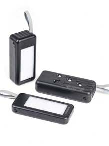 1 Pc 10000/20000/30000mAh 22.5W Combined Capacity Portable Power Bank With LED Strong Light, Built-In Charging Cable, Compatible With Type-C/Lightning/Micro Charging Outputs