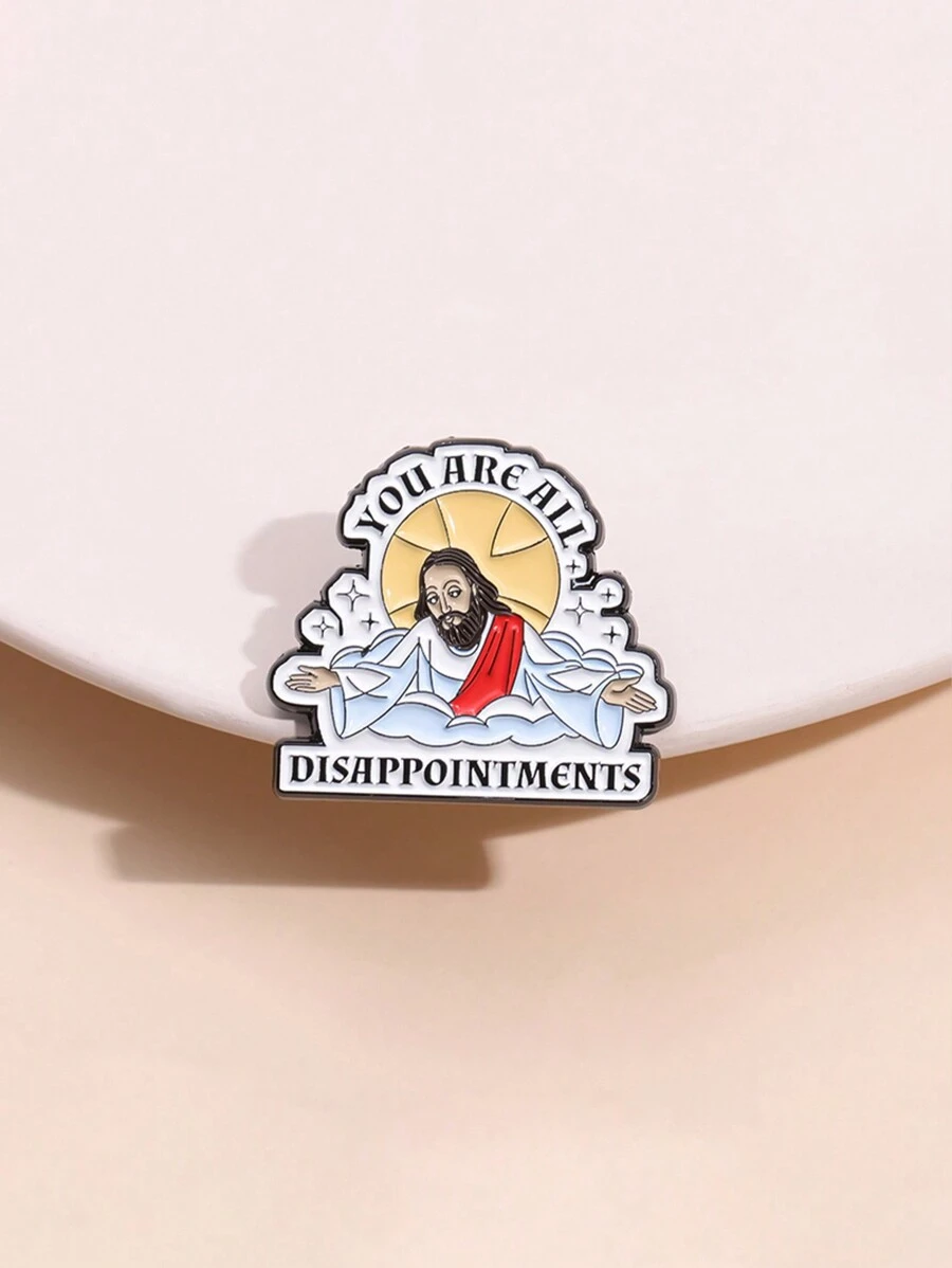 1入組「你們都令人失望」卡通造型胸針，多用途服飾配件徽章，適用於男女日常穿著 - 人物 - 查看 1
