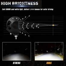 4 Inch LED Pod Lights,2/4PCS 120W 12000LM Triple Row Flood Spot Combo Offroad Driving Fog Ditch Work Light Compatible For Pickup Truck Trailer ATV UTV SUV Boat Lights Car Accessories Car Must Haves Car Decor Car Light