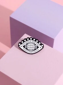 1pc Children's Student Eye Shape English Letters Creative Cartoon Brooch Pin Party Daily Wear Gift - White - View 4