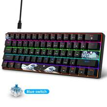 61-Key Mechanical Gaming Keyboard, Blue Switches, RGB Backlit, DIY Keycaps, USB-C Plug & Play, Compatible With Windows, PC, Gaming Consoles, For Gamers - Black (Blue Switch) - View 2